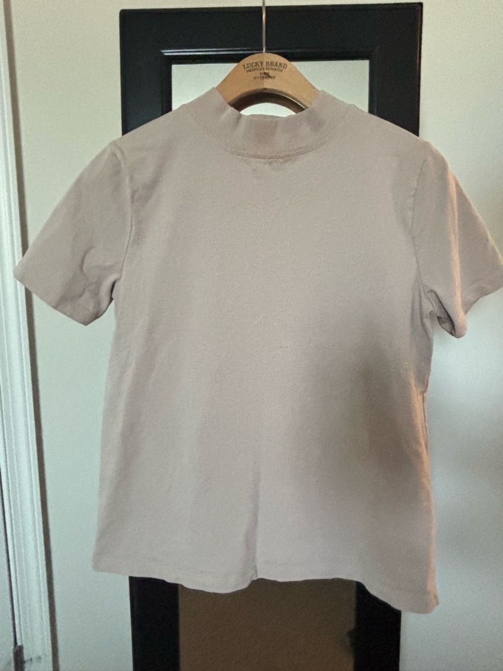 Zara Ribbed Beige Short Sleeve Top